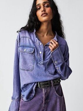 We The Free Denim Trapeze Top small